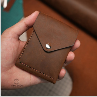 Ví Nam Mini Pocket Da Bò Sáp, May Tay Thủ Công , Thiết Kế Nhỏ 7x10cm - SG08