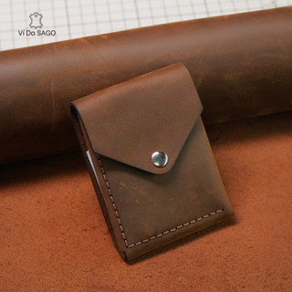 Ví Nam Mini Pocket Da Bò Sáp, May Tay Thủ Công , Thiết Kế Nhỏ 7x10cm - SG08