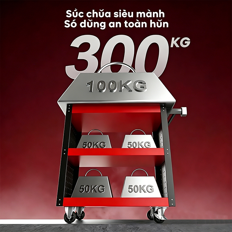 Xe đẩy dụng cụ đồ nghề 3 tầng bánh xe xoay 360 độ Lớp phủ chống gỉ Đựng Đồ Gia Đình Sửa Chữa Đa Năng