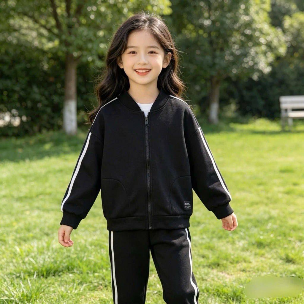 Set Bộ Thể Thao Trẻ Em Unisex F0999 Xuất Nhật Xịn Kẻ Sọc Basic Cho Bé Trai Bé Gái Size 110-120 (17-23kg)