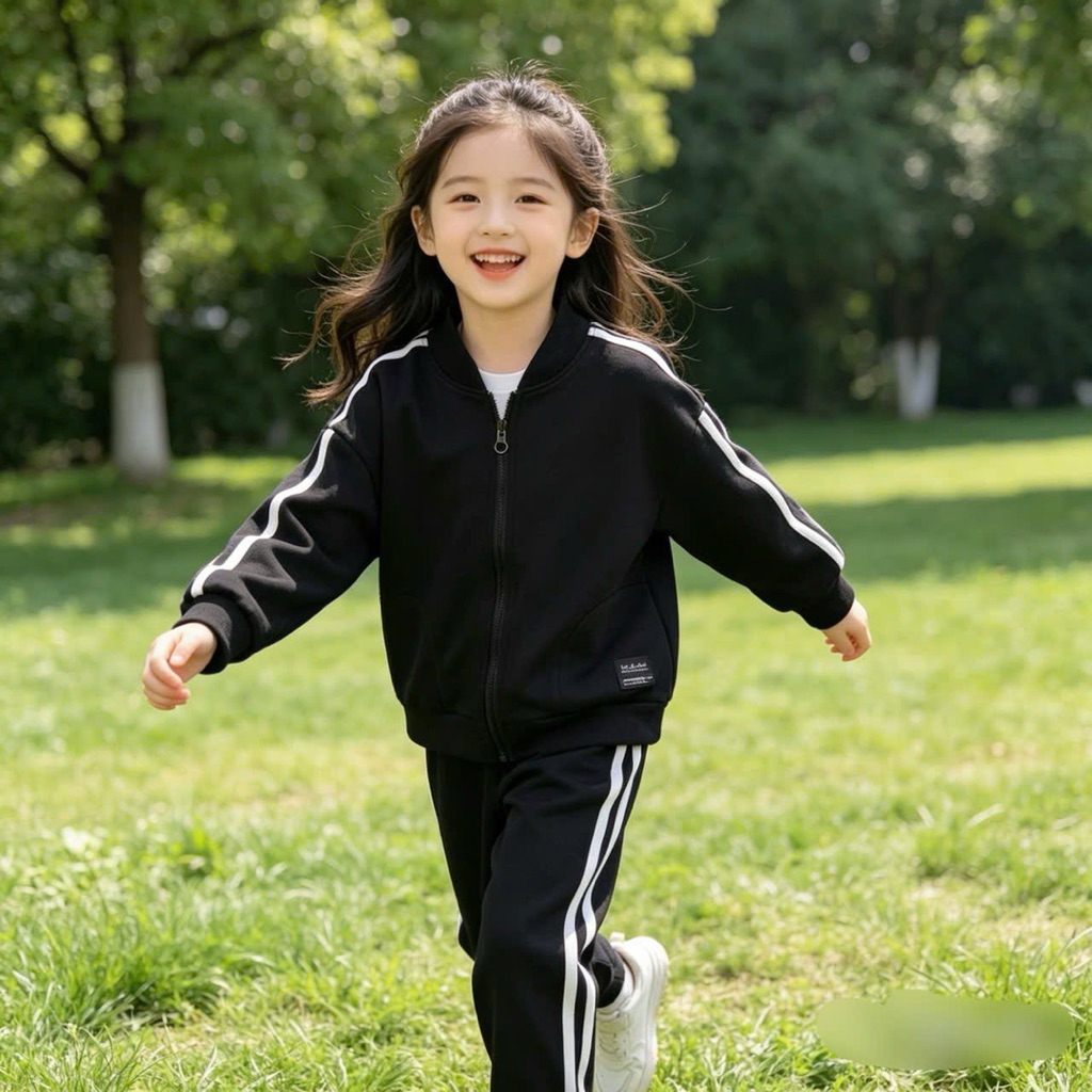Set Bộ Thể Thao Trẻ Em Unisex F0999 Xuất Nhật Xịn Kẻ Sọc Basic Cho Bé Trai Bé Gái Size 110-120 (17-23kg)