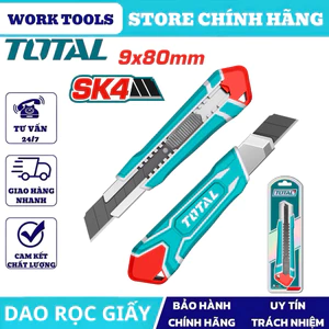 Dao rọc giấy và lưỡi dao TOTAL, khóa trượt an toàn, dùng cho giấy – thủ công – văn phòng DN2