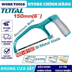 Khung cưa sắt mini TOTAL, nhỏ gọn dễ thao tác, cắt sắt – inox – ống, dùng cho DIY – sửa chữa DNTT