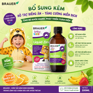 Siro bổ sung Kẽm, Vitamin C và D Brauer Úc Baby & Kids Liquid Zinc cho bé trên 1 tuổi (200ml)