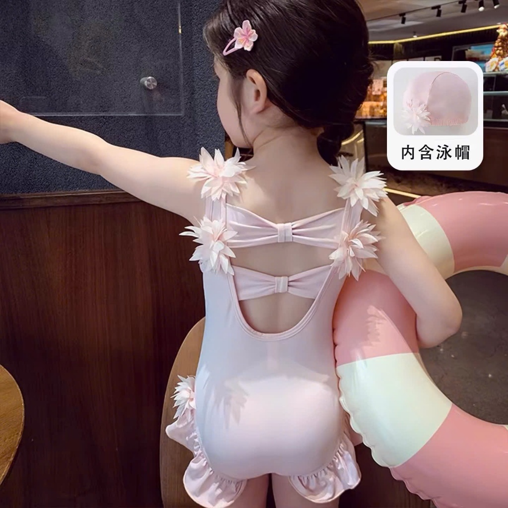 Đồ bơi bé gái liền thân hoa nổi phong cách công chúa Hàn Quốc cho bé diện đi biển