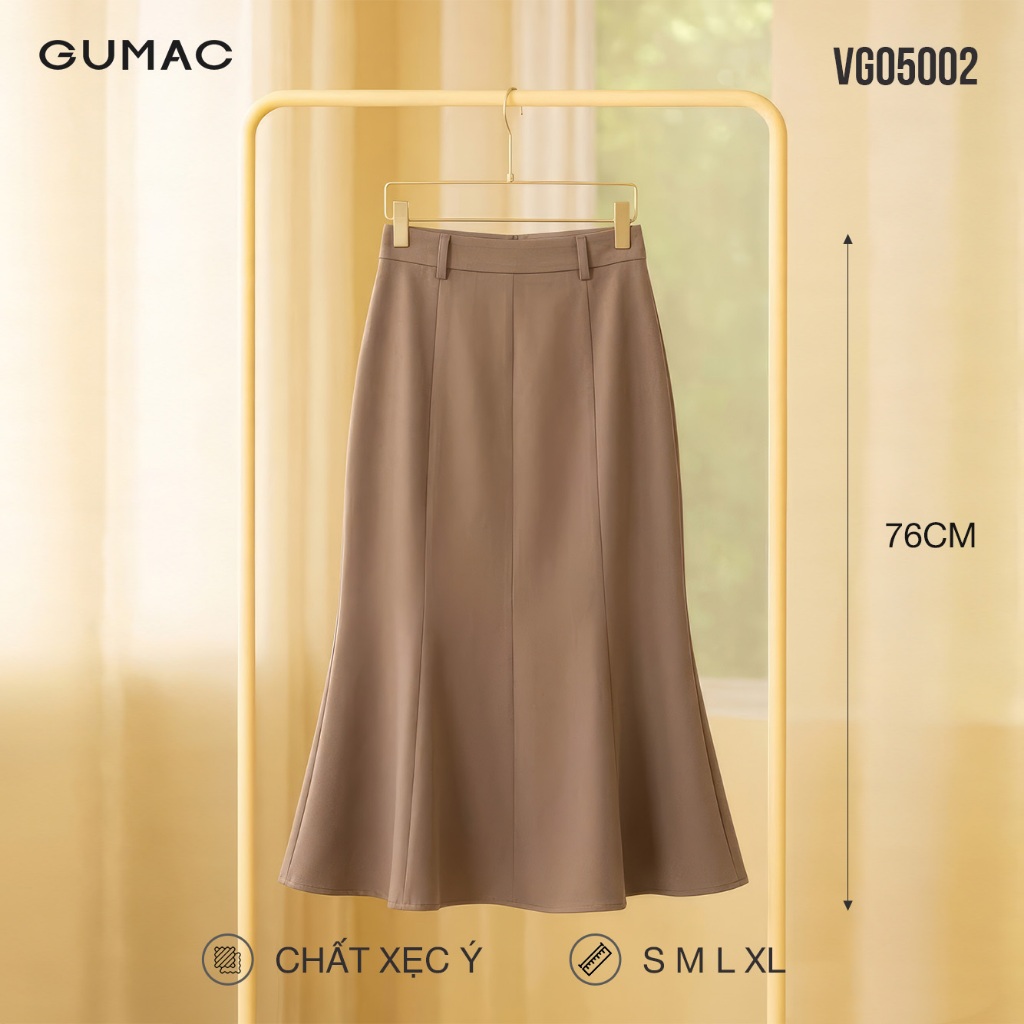 Chân váy GUMAC form đuôi cá xòe nhẹ chất liệu mềm mịn độ rũ tự nhiên VG05002