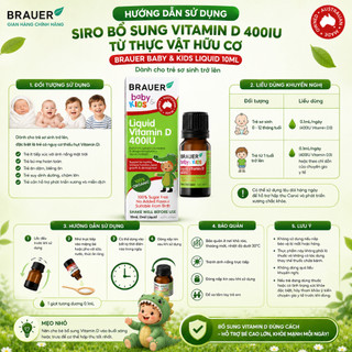 [CHÍNH HÃNG] Siro bổ sung vitamin D Brauer Baby & Kids Liquid 400IU cho trẻ sơ sinh 10ml