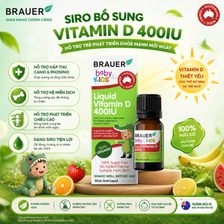 [CHÍNH HÃNG] Siro bổ sung vitamin D Brauer Baby & Kids Liquid 400IU cho trẻ sơ sinh 10ml