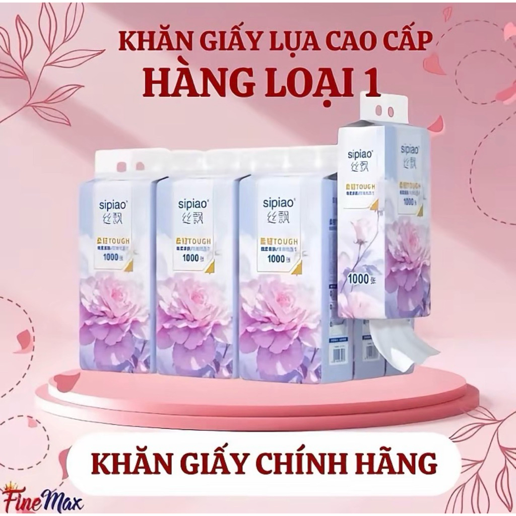 (Mã GL 2 lớp)Thùng 10 bịch Giấy treo đa năng Sipiao hoa mẫu đơn,, khăn lau mỗi bịch 1000 tờ, tặng 3 móc treo( cân nhắc)
