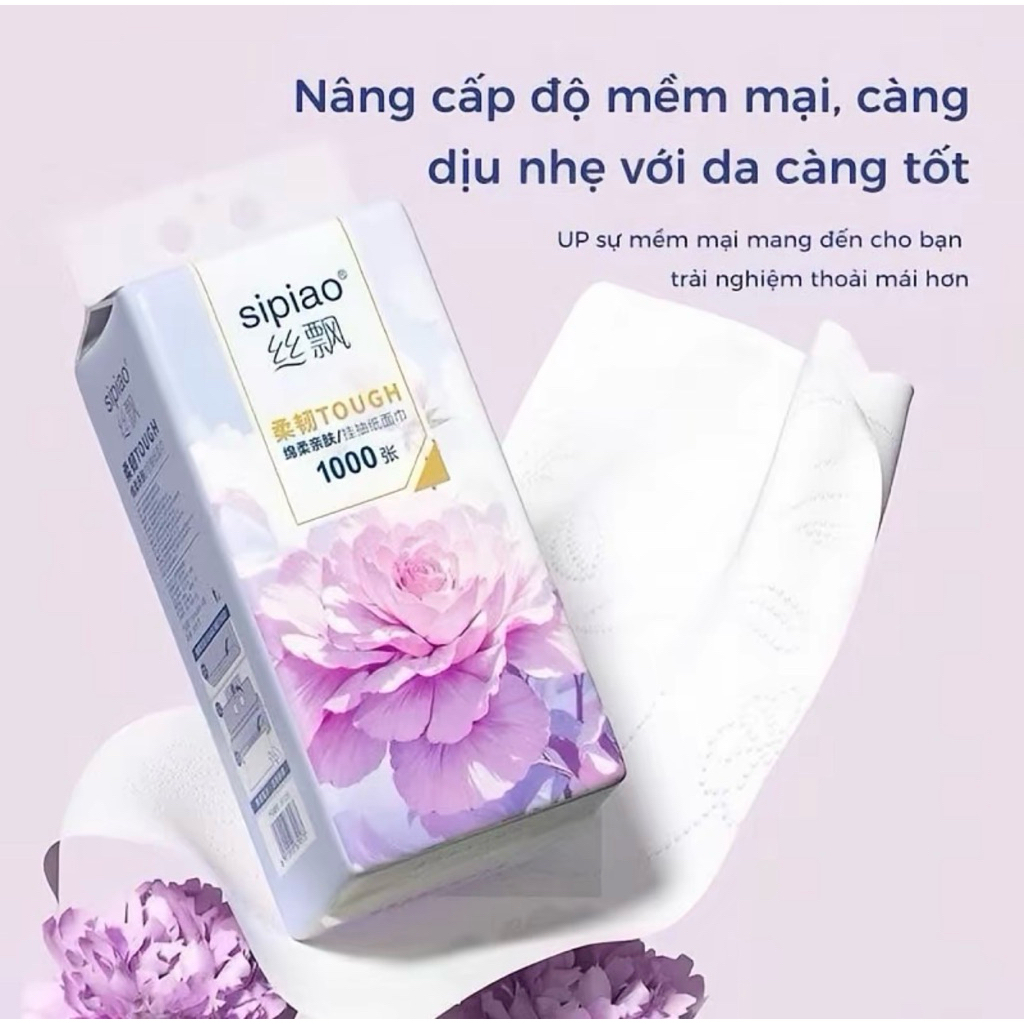 (Mã GL 2 lớp)Thùng 10 bịch Giấy treo đa năng Sipiao hoa mẫu đơn,, khăn lau mỗi bịch 1000 tờ, tặng 3 móc treo( cân nhắc)