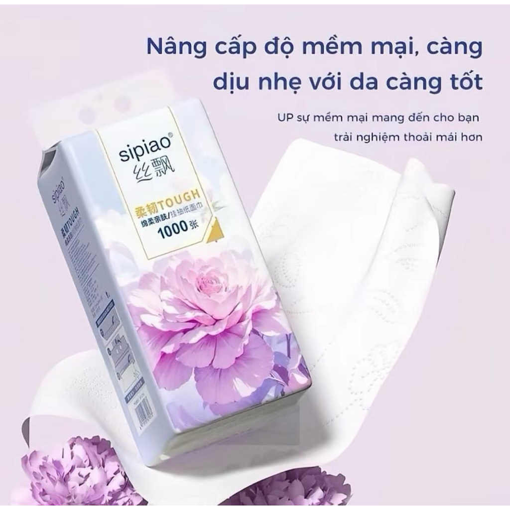 (Mã GL 2 lớp)Thùng 10 bịch Giấy treo đa năng Sipiao hoa mẫu đơn,, khăn lau mỗi bịch 1000 tờ, tặng 3 móc treo( cân nhắc)