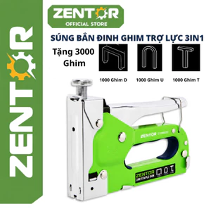 Máy bắn đinh ghim trợ lực 3in1 Zentor Cao Cấp - Ghim gỗ, ghim dây điện, ghim cửa đa năng