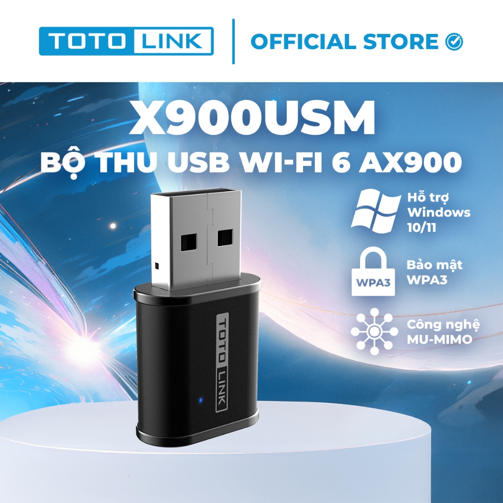 [Hoả Tốc] Bộ thu USB Wi-Fi TOTOLINK X900USM - USB chuẩn Wi-Fi 6 AX