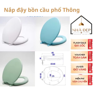 Nắp bồn cầu nhựa trắng, xanh biển, xanh ngọc phù hợp bồn cầu 2 khối rời – đủ bộ chân ốc lắp đặt [ Sale Off ]