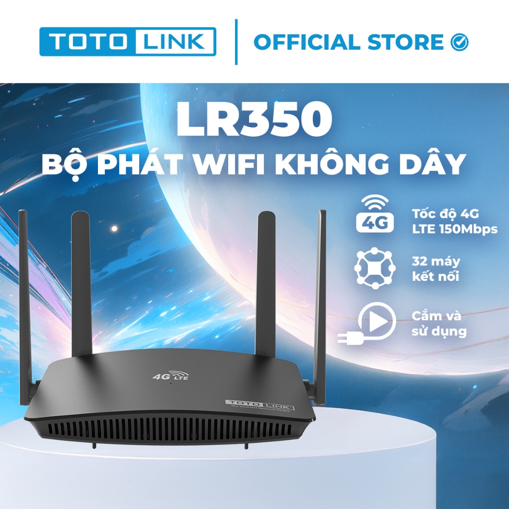 Bộ phát 4G LTE Wi-Fi đi động TOTOLINK LR350 - Chuẩn Wi-Fi-N tốc độ 300Mbps (Hỗ trợ SIM 4G)