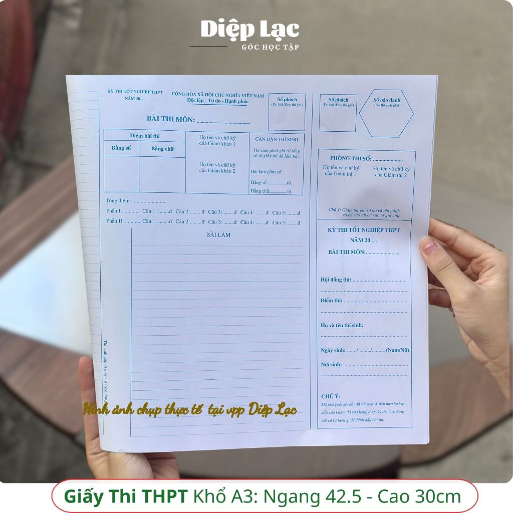 (100t) Giấy thi tốt nghiệp THPT giấy thi thử cấp 3 mẫu mới 2025 vpp Diệp Lạc
