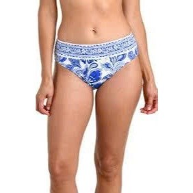 Quần bơi nữ LA BLANCA, quần bikini đi biển họa tiết xanh trắng, hàng xuất dư cao cấp