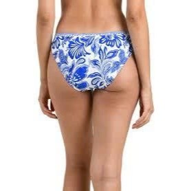 Quần bơi nữ LA BLANCA, quần bikini đi biển họa tiết xanh trắng, hàng xuất dư cao cấp