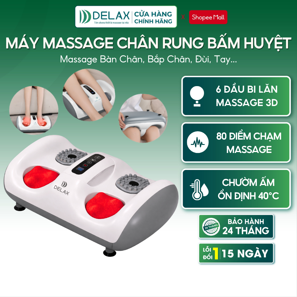 Máy Massage Chân DELAX MSC06 – Rung Bấm Huyệt 3D, Chườm Ấm Ánh Sáng Đỏ
