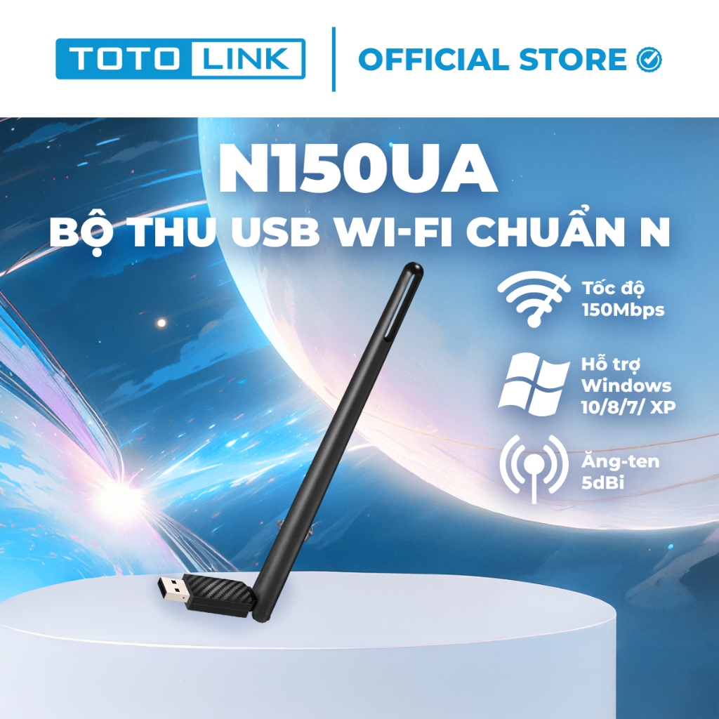 [Hoả Tốc] Bộ thu USB Wi-Fi TOTOLINK N150UA - WiFi chuẩn N 150Mbps dễ sử dụng cho PC Laptop