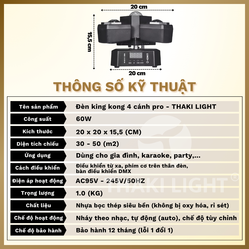 Đèn Sân Khấu King Kong 4 Cánh Pro THAKI LIGHT: Giải Pháp Ánh Sáng Đỉnh Cao Cho Mọi Bữa Tiệc