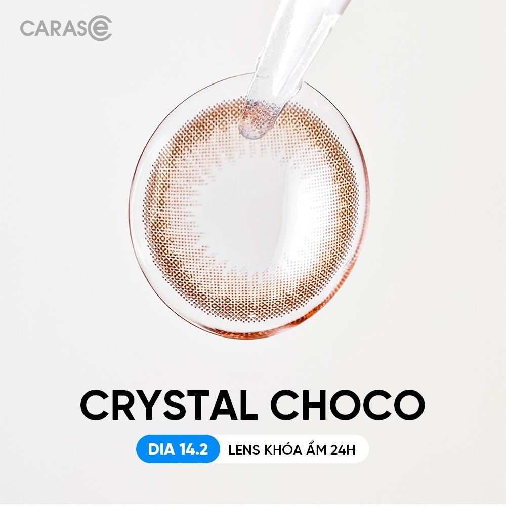 [ Qùa Tặng] Kính áp tròng khoá ẩm 24H 1 Tháng Màu Nâu Trầm CARASE, Lens cận CRYSTAL CHOCO