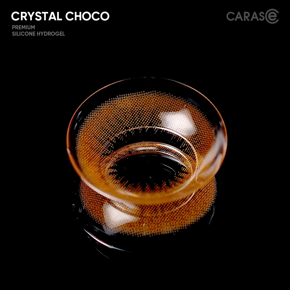 [ Qùa Tặng] Kính áp tròng khoá ẩm 24H 1 Tháng Màu Nâu Trầm CARASE, Lens cận CRYSTAL CHOCO