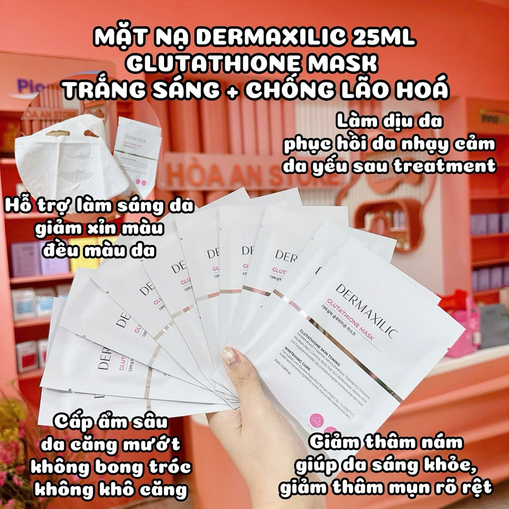 5-10 miêng Mặt Nạ Dermaxilic glutathione Mask hạn 2028 Hàn Quốc dưỡng trắng phục hồi cấp ẩm  IS247