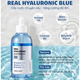 (Hàng Công Ty) Tinh Chất Cấp Nước Wellage Real Hyaluronic Blue Ampoule 100 Phục Hồi 60ml Duduhouse