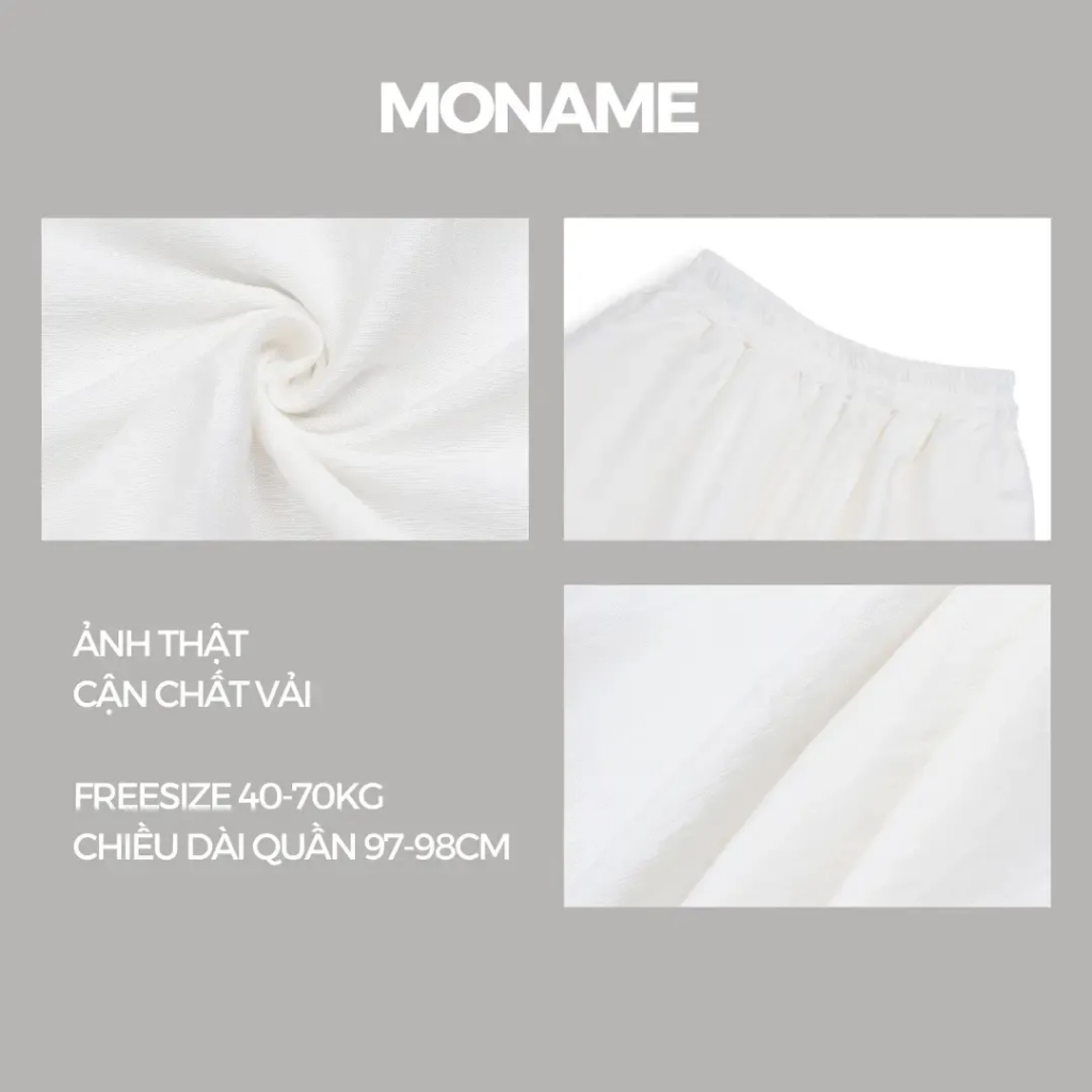 Quần Nữ Ống Rộng Lưng Chun , Chất Liệu Vải Đũi Tơ Thoáng Mát Nữ Women Freesize 40-70kg MONAME Q30 | BigBuy360 - bigbuy360.vn
