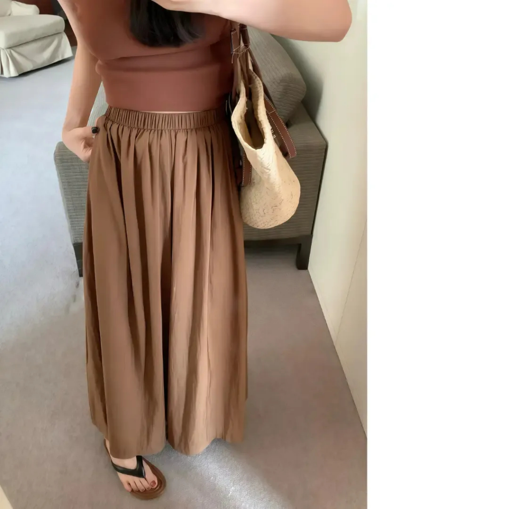 Quần Nữ Ống Rộng Lưng Chun , Chất Liệu Vải Đũi Tơ Thoáng Mát Nữ Women Freesize 40-70kg MONAME Q30 | BigBuy360 - bigbuy360.vn