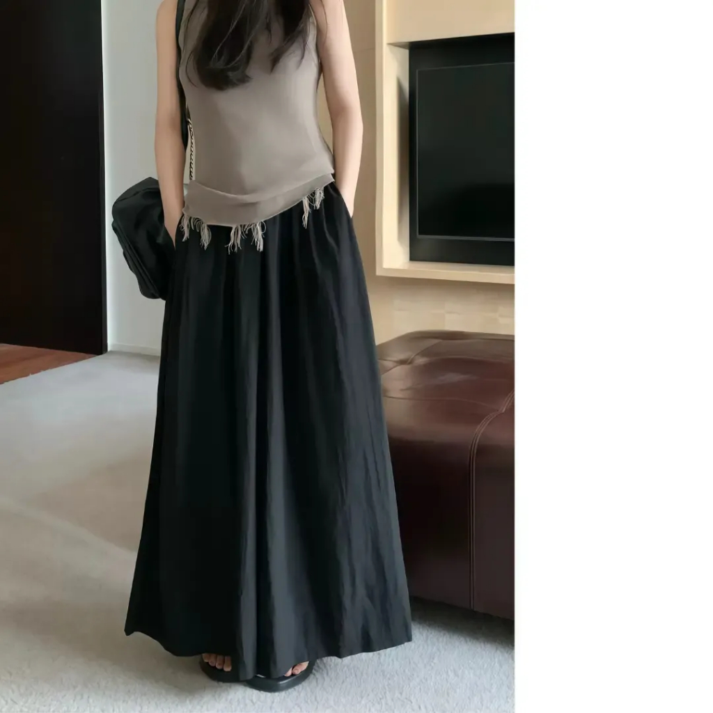 Quần Nữ Ống Rộng Lưng Chun , Chất Liệu Vải Đũi Tơ Thoáng Mát Nữ Women Freesize 40-70kg MONAME Q30 | BigBuy360 - bigbuy360.vn