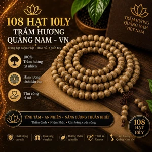 Vòng Tay Trầm Hương 108 Hạt Trầm Tốc Quảng Nam 10mm (10 Ly) - Chuỗi Trầm Tự Nhiên Cao Cấp, Bình An, Tài Lộc Cho Nam Nữ