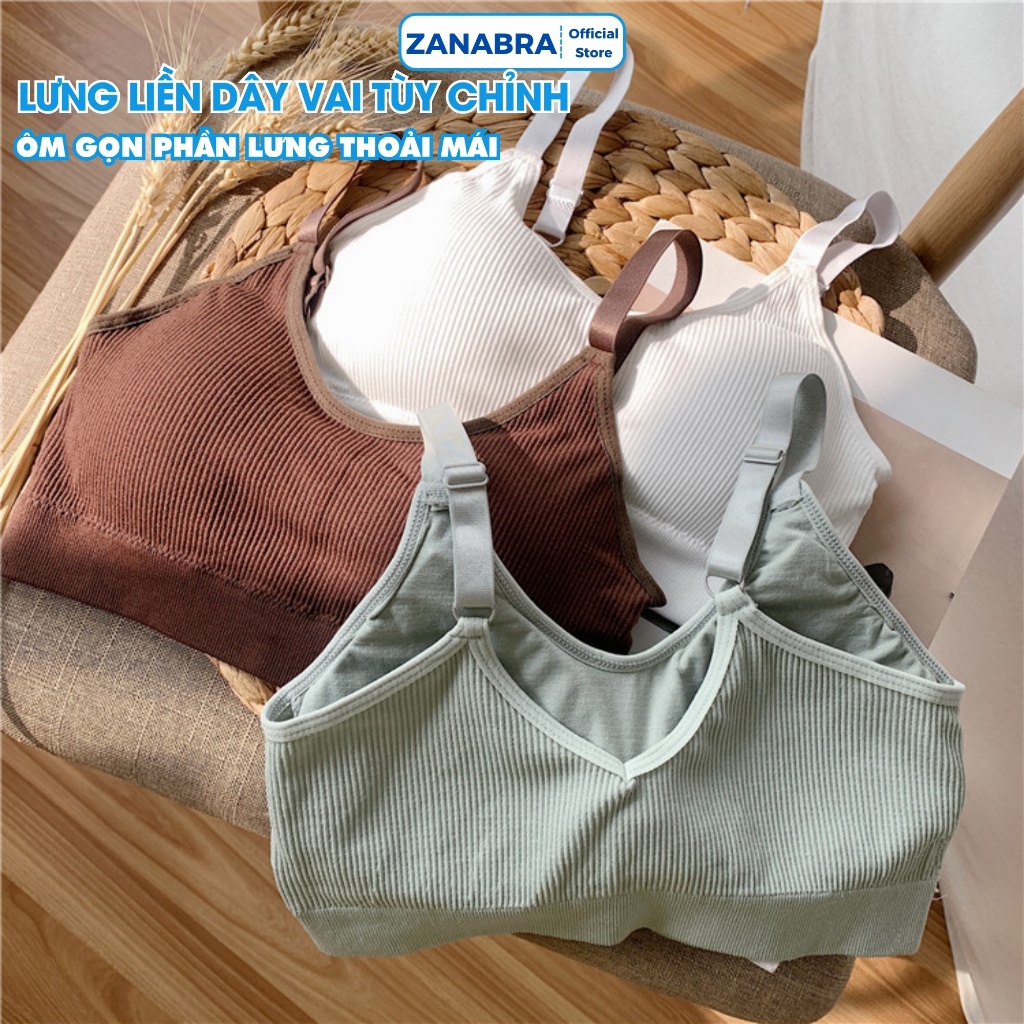 Combo 3 Áo Bra Nữ Tập Gym, Áo Ngực Nữ 2 Dây Mút Mỏng Điều Chỉnh Ngắn Dài ZANABRA B1182