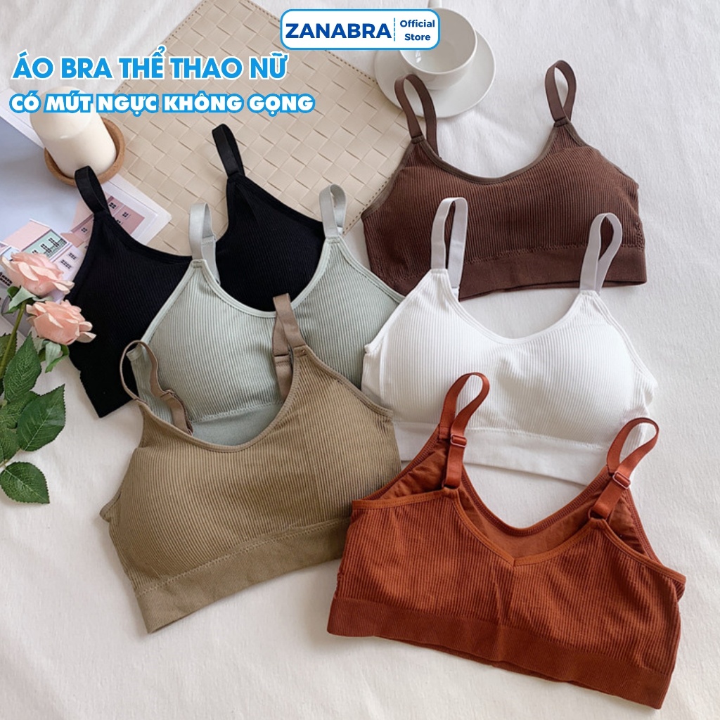 Combo 3 Áo Bra Nữ Tập Gym, Áo Ngực Nữ 2 Dây Mút Mỏng Điều Chỉnh Ngắn Dài ZANABRA B1182
