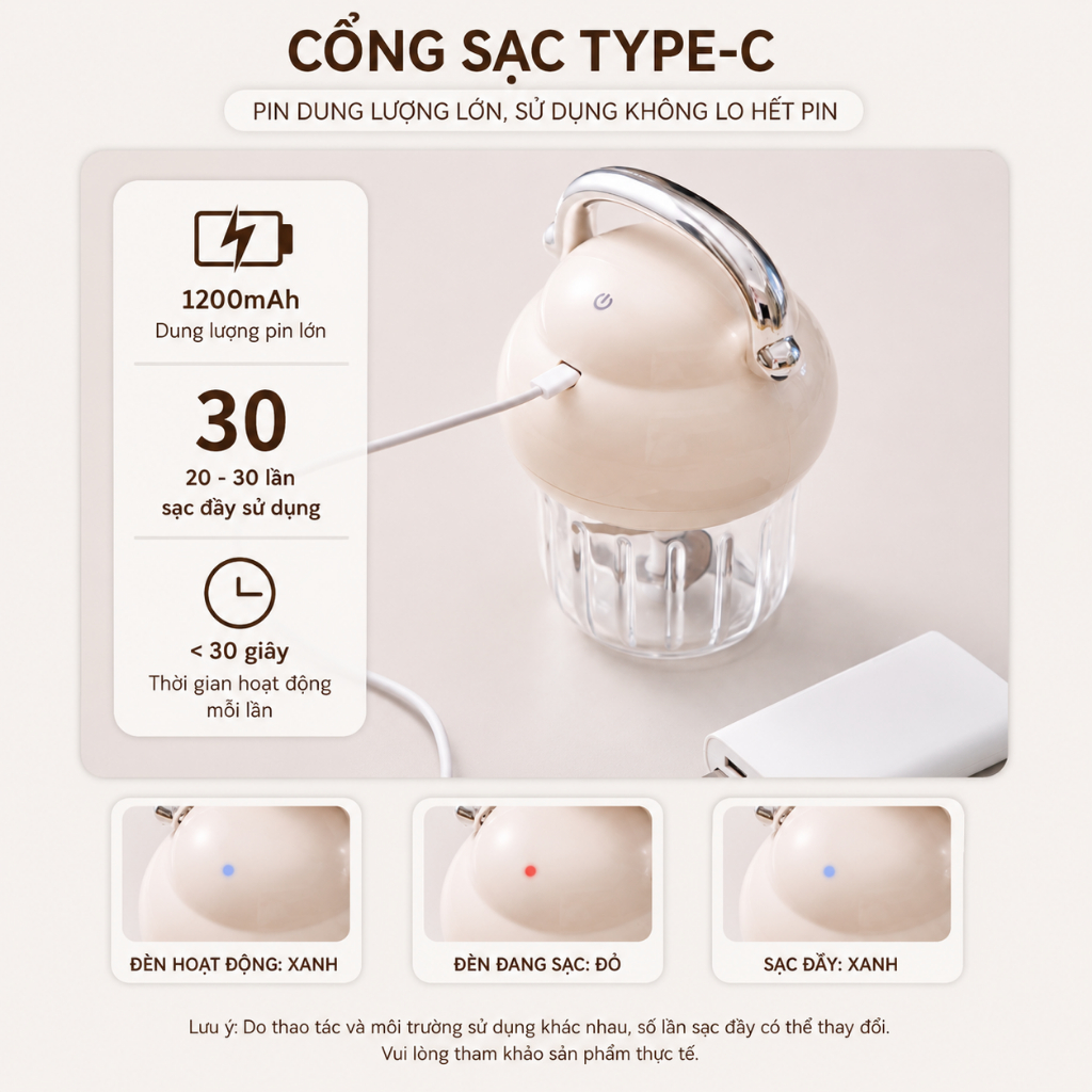 [MUA 1 TẶNG 1] Máy xay tỏi ớt cầm tay Lazo, máy xay đồ ăn dặm cho bé 6 cánh động cơ mạnh mẽ 21000RPM