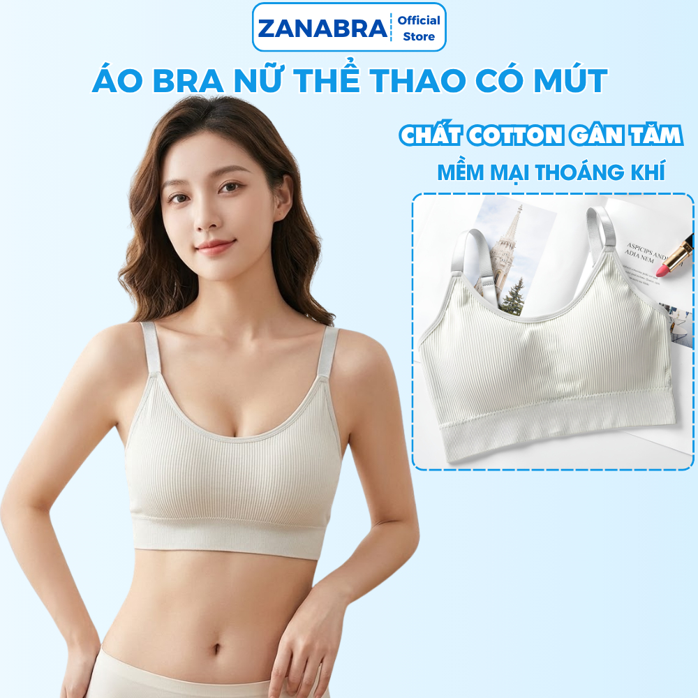 Combo 3 Áo Bra Nữ Tập Gym, Áo Ngực Nữ 2 Dây Mút Mỏng Điều Chỉnh Ngắn Dài ZANABRA B1182