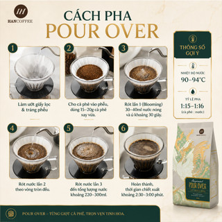 Cà Phê Hạt Rang Original Pour Over Arabica HANCOFFEE Rang Mộc Specialty, Vị Chua Thanh, Hương Hoa Cỏ