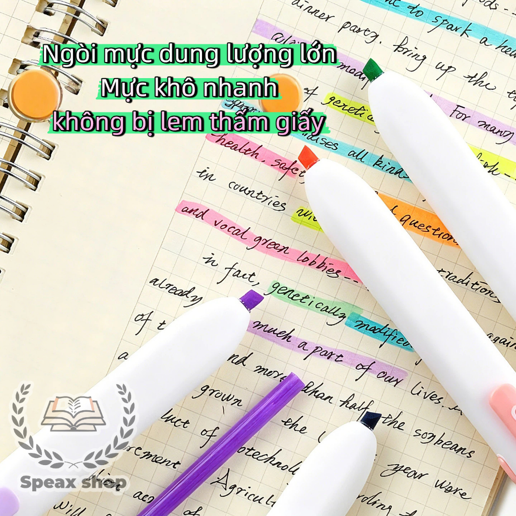 Bút dạ quang bấm M&G – thiết kế khối vuông mini mới, bút highlight cho học sinh, ghi chú & gạch chân, màu pastel INS
