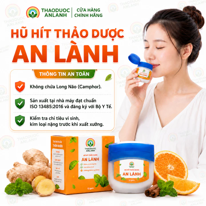 Hũ hít thảo dược An lành giúp thông mũi, chống say tàu xe - An toàn