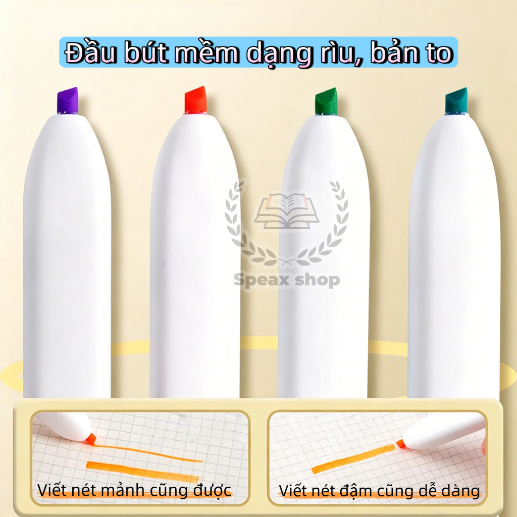 Bút dạ quang bấm M&G – thiết kế khối vuông mini mới, bút highlight cho học sinh, ghi chú & gạch chân, màu pastel INS