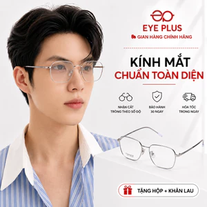 Gọng Kính Cận Nam Nữ Mạ Titan Eye Plus 7125 Dáng Vuông Chuôi TR90 Lõi Thép Bền, Siêu Nhẹ, Chống Gỉ