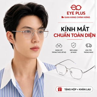 Gọng Kính Cận Nam Nữ Mạ Titan Eye Plus 7125 Dáng Vuông Chuôi TR90 Lõi Thép Bền, Siêu Nhẹ, Chống Gỉ