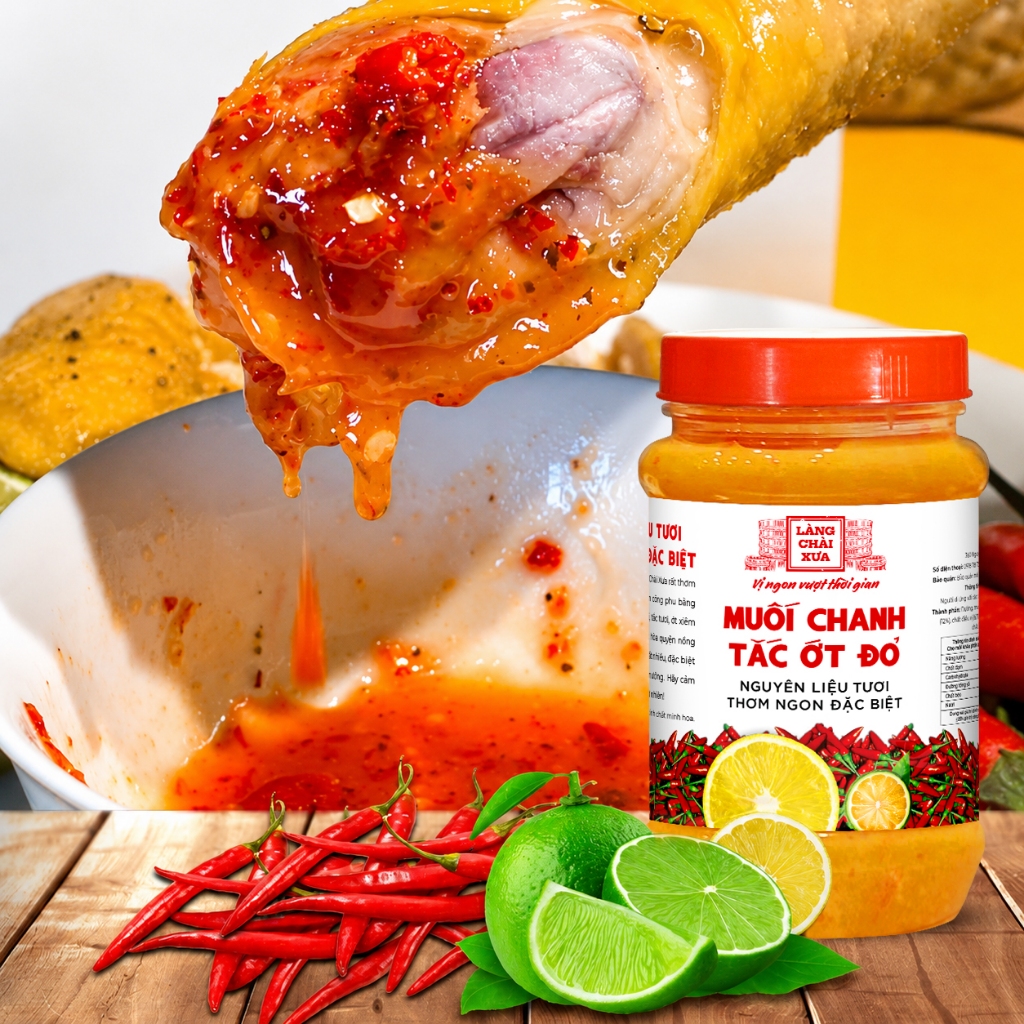 Muối chanh tắc ớt đỏ hủ nhựa 260g nguyên liệu tươi ngon đặc biệt Trang Trại Sạch Thôn Xanh Farm
