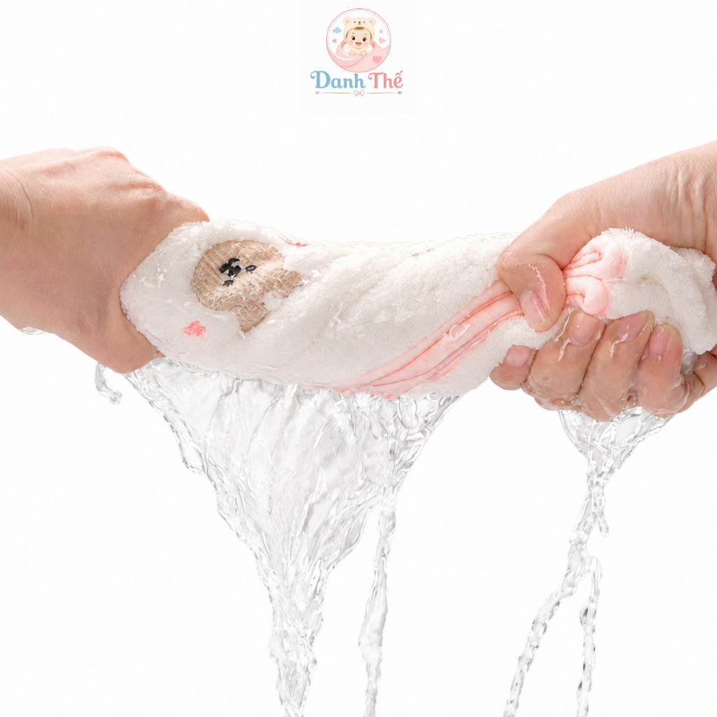 Combo 5 Khăn Mặt Cho Bé 25 x 25cm Chất Cotton Thấm Hút Mềm Mại , Khăn Mặt Cho Bé,Có Móc Treo