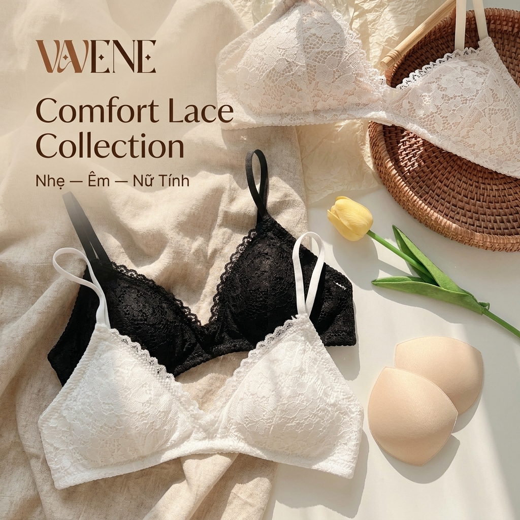 Áo lót Vanvene, áo ngực nữ BR304 ren không gọng, áo lót nữ mút mỏng có thể tháo rời mềm mại thoáng khí | BigBuy360 - bigbuy360.vn