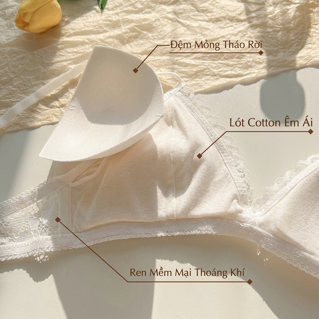 Áo lót Vanvene, áo ngực nữ BR304 ren không gọng, áo lót nữ mút mỏng có thể tháo rời mềm mại thoáng khí | BigBuy360 - bigbuy360.vn