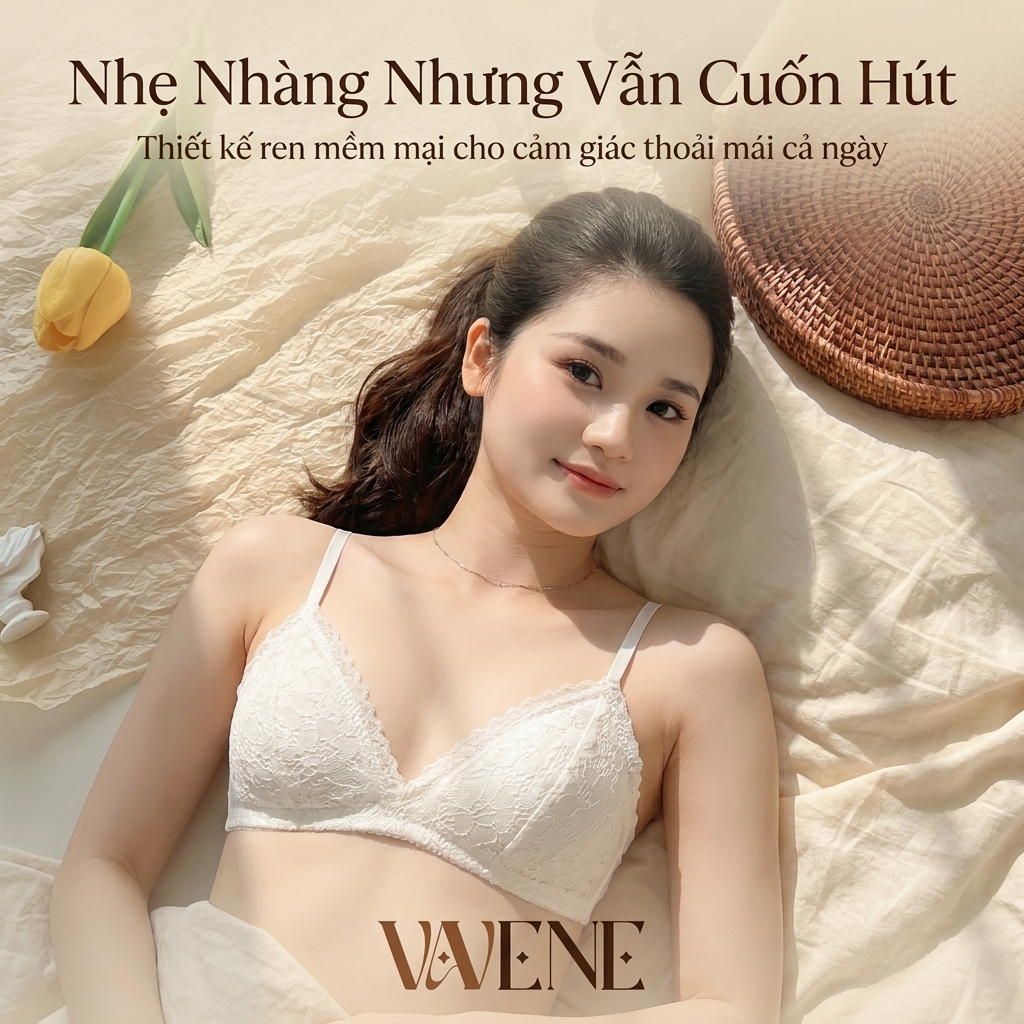 Áo lót Vanvene, áo ngực nữ BR304 ren không gọng, áo lót nữ mút mỏng có thể tháo rời mềm mại thoáng khí | BigBuy360 - bigbuy360.vn