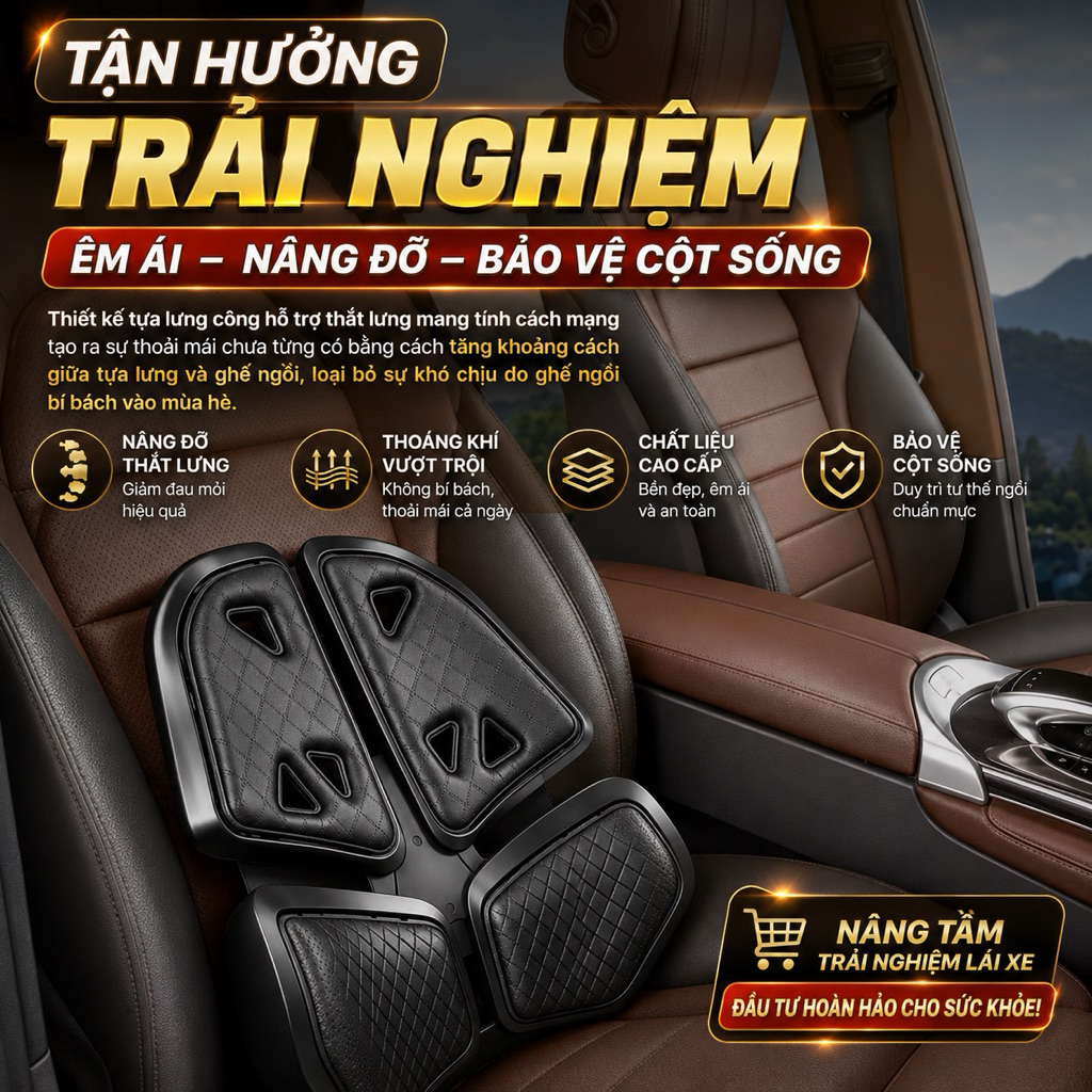 Đệm hơi, đệm công thái học, hỗ trợ thắt lưng khi lái xe và ngôi lâu