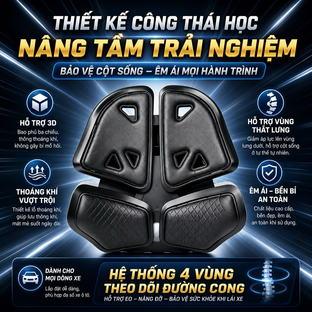 Đệm hơi, đệm công thái học, hỗ trợ thắt lưng khi lái xe và ngôi lâu